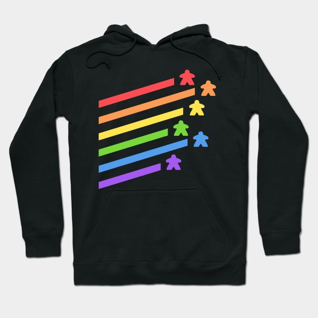 Rainbow Meeples Board Games Addict Hoodie by pixeptional